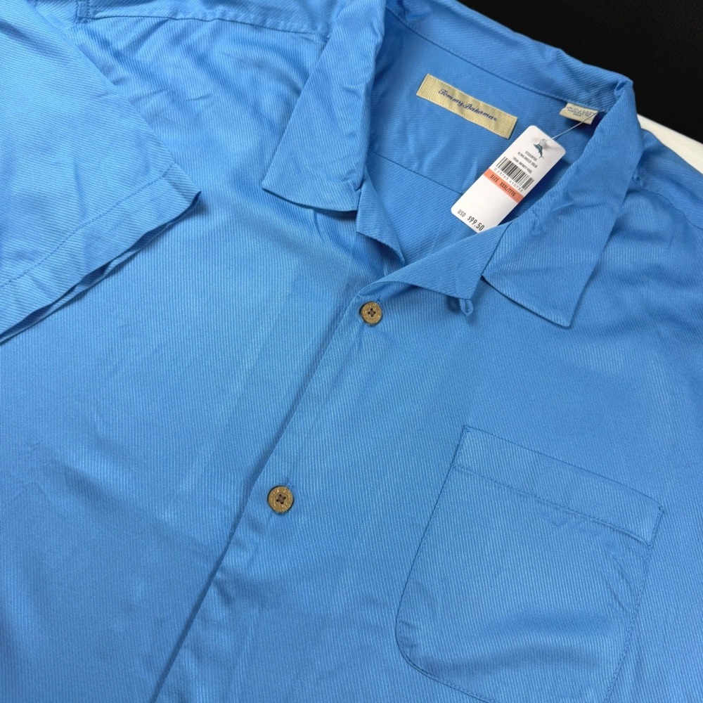Tommy Bahama Shirt Mens 3XL Blue Aloha Breeze Solid Button Down NWT